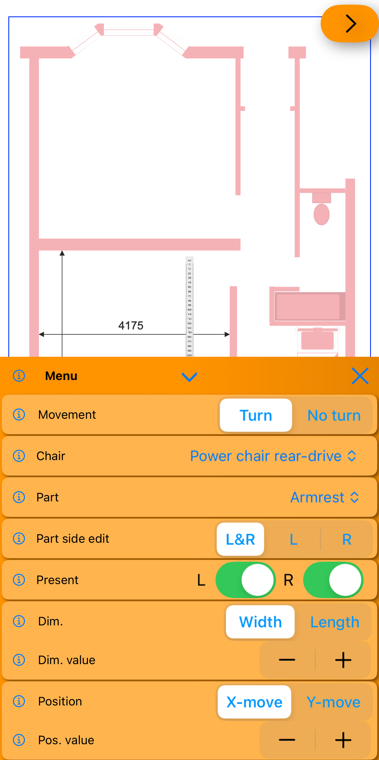 Chair menu interface